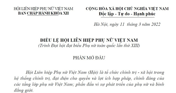 Điều lệ Hội LHPN Việt Nam